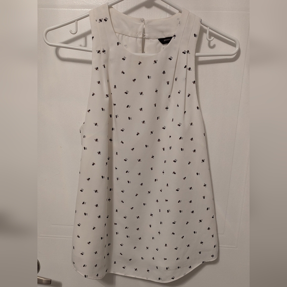 Banana Republic White Sleeveless Blouse with Bee Pattern - Picture 1 of 5
